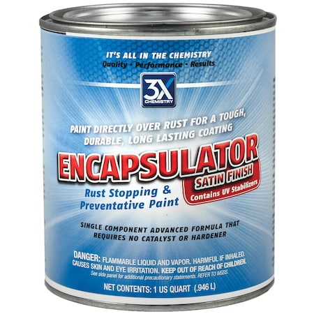 3X Chemistry 3X Chemistry 126 Rust Suffocator Corrosion-Stopping & Preventative Paint - Satin Black Finish, Quart 126